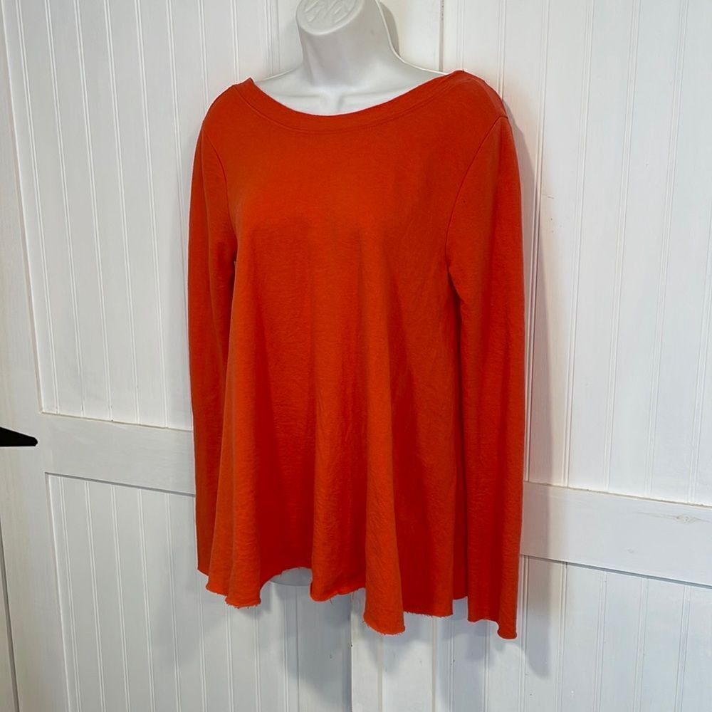 Free People Beach size XS/S orange longsleeved top with deep scoop back